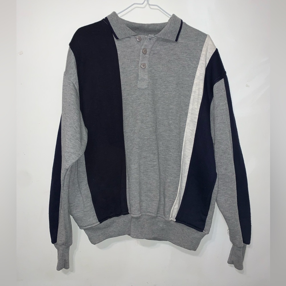 Vintage J.B. Buck Casuals 3 Button Pullover Sweatshirt With 2 Pockets Size Large
